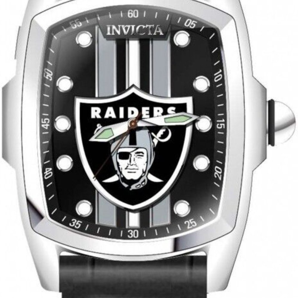 Invicta NFL Las Vegas Raiders Men's 47mm Watch Black w/ bonus team color straps